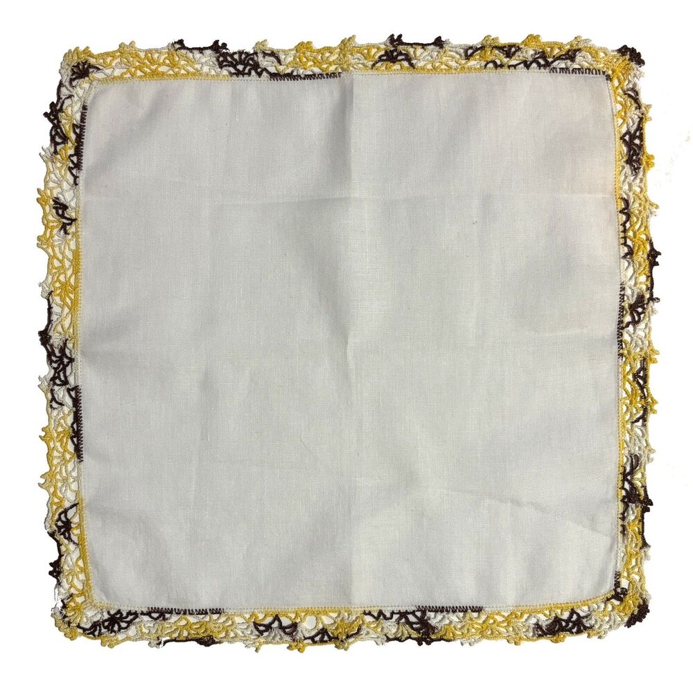 Heirloom Linen Bridesmaid Handkerchief Cottage Core Wedding Vintage Crochet Lace - Picture 2 of 3
